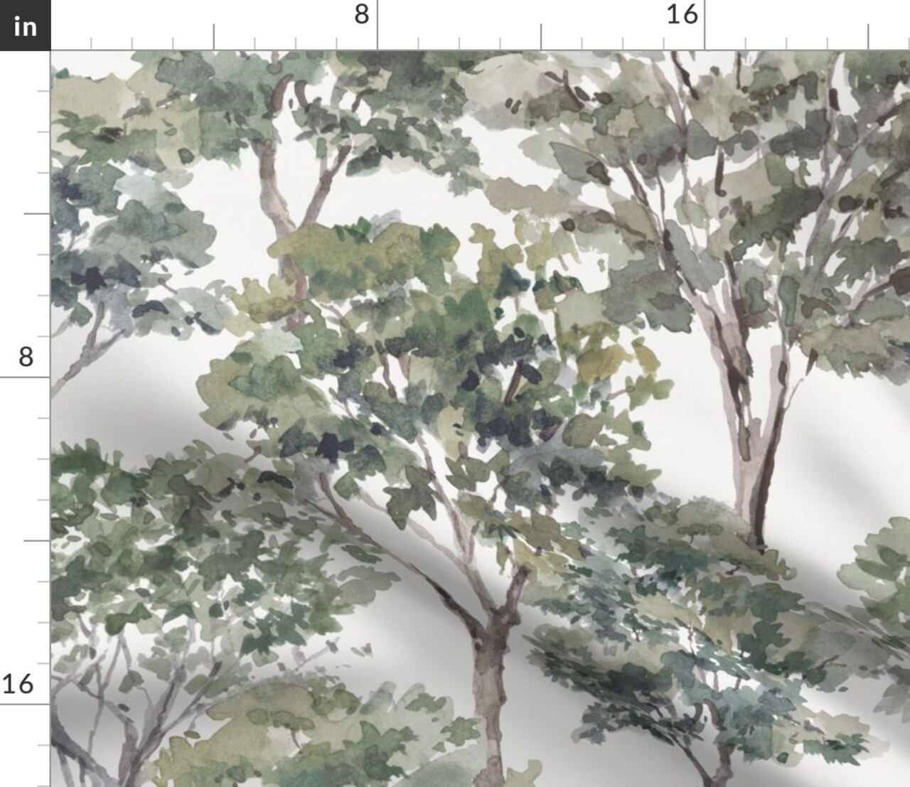 Vintage Woodland Watercolor Forest Wood Oak Old World Scenic Trees Custom Printed Fabric by Spoonflower Various Fabrics by the Yard or Fat Quarter